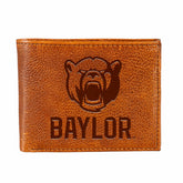 Baylor University, Embossed 100% Genuine Tumbled Leather Passcase Bi-F, Collegiate, Home