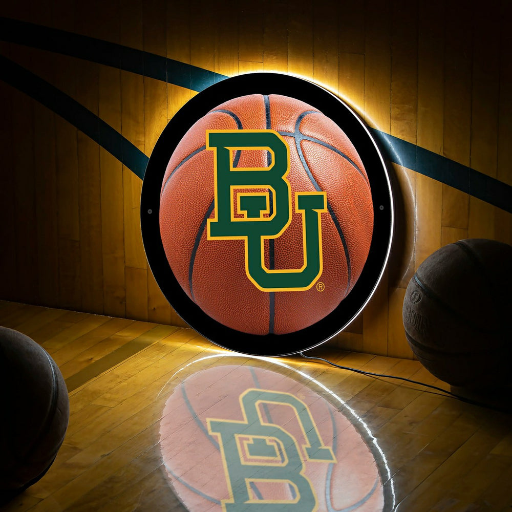 LED Wall Decor, Round, Med, Baylor, Basketball, Collegiate, Home