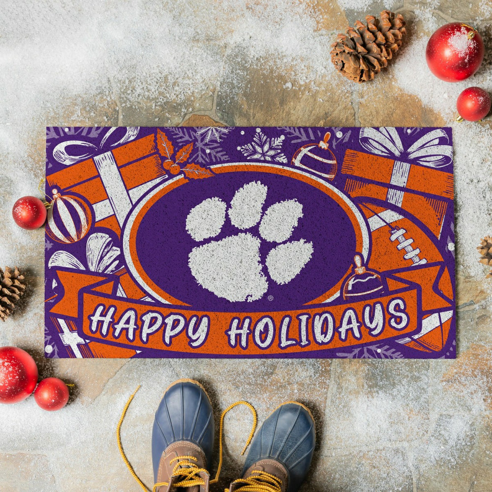 Clemson University Holiday PVC Mat, 28"x16", Collegiate