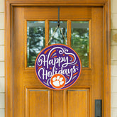 Clemson University Holiday Round Door Décor with Hanging Rope, 18x18, Collegiate, Home