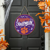 Clemson University Halloween Round Door Décor with Hanging Rope, 18x18, Collegiate, Home