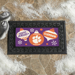 Clemson University Holiday Flocked Coir Sassafras Switch Mat, 22"x10", Collegiate