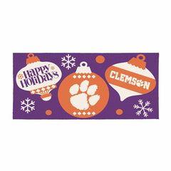 Clemson University Holiday Flocked Coir Sassafras Switch Mat, 22"x10", Collegiate