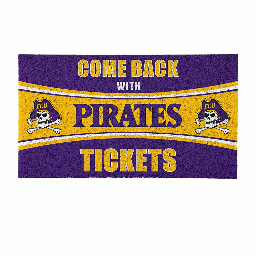 28" x 16" PVC Trapper Mat, Come Back with Tickets, East Carolina Unive, Collegiate