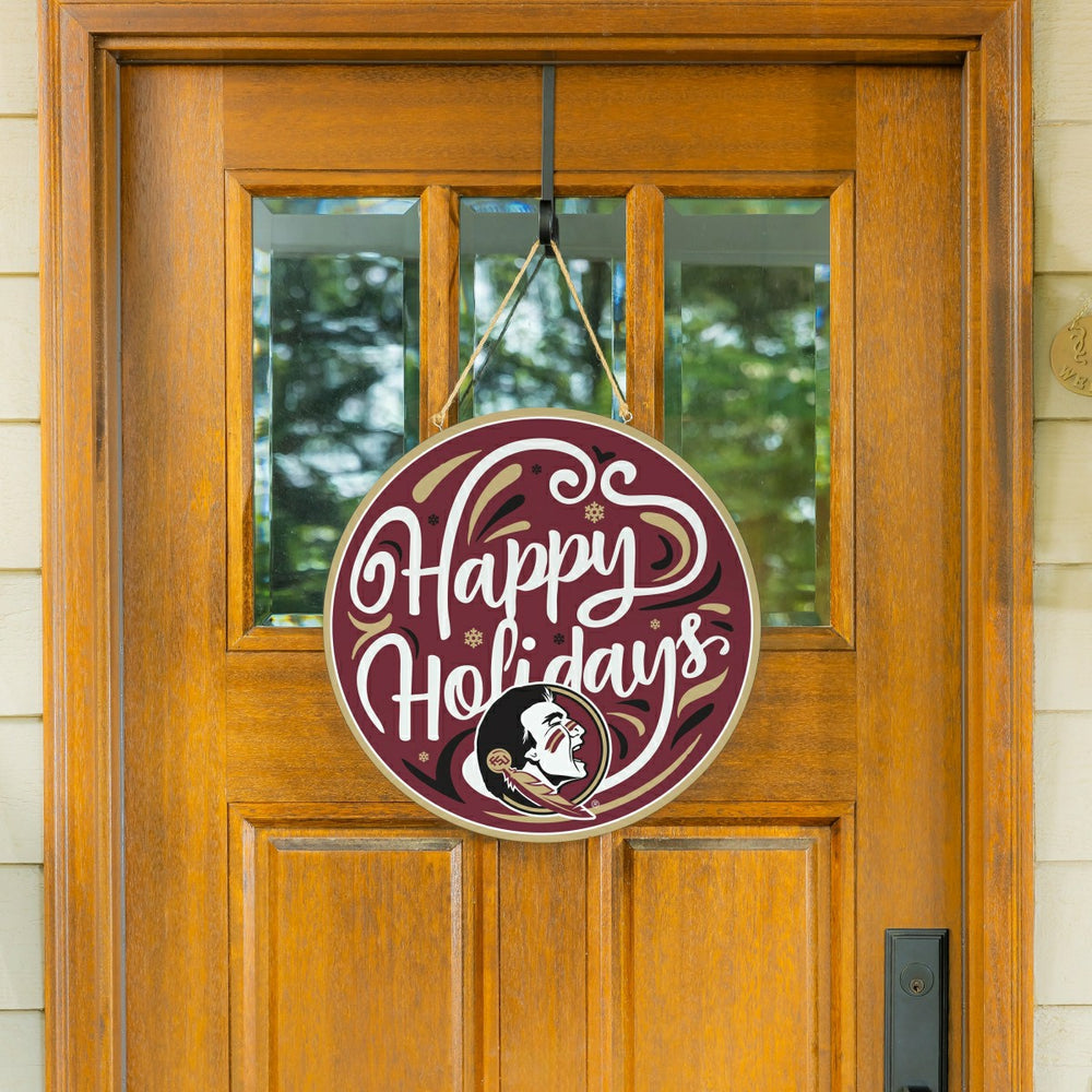 Florida State University Holiday Round Door Décor with Hanging Rope, 1, Collegiate, Home