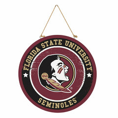 Florida State University Round Door Décor with Hanging Rope, 18x18, Collegiate, Home