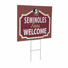 Florida State University Coroplast Yard Sign, "Fans Welcome", Collegiate, Home
