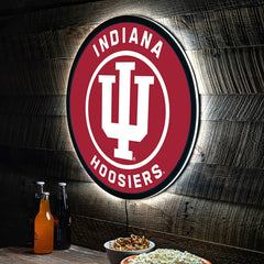 LED Wall Decor, College Football Round, Indiana University, Collegiate, Home