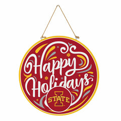 Iowa State University Holiday Round Door Décor with Hanging Rope, 18x1, Collegiate, Home