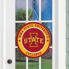 Iowa State University Round Door Décor with Hanging Rope, 18x18, Collegiate, Home