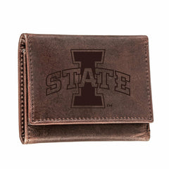 Iowa State University, Tri-Fold Wallet, Brown, CH, 100% Genuine Leathe, Collegiate, Home
