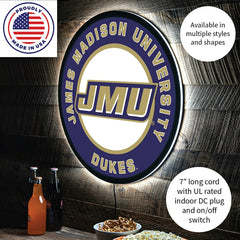 LED Wall Decor, Round, James Madison University, Collegiate, Home
