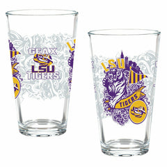 Louisiana State University 16oz Glass pint, Set of 2, Collegiate, Home