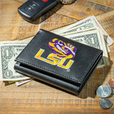 Louisiana State University Black Tri-Fold Embroidered Wallet w/ RFID Blocking, Collegiate, Home