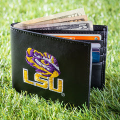 Louisiana State University Black Bi-Fold Embroidered Wallet w/ RFID Blocking, Collegiate, Home