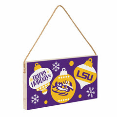 Louisiana State University Holiday Wood Wall Sign, 6x11, Collegiate, Home