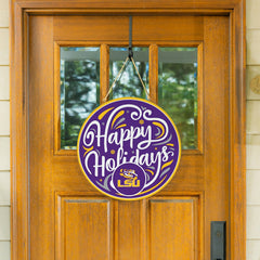 Louisiana State University Holiday Round Door Décor with Hanging Rope,, Collegiate, Home