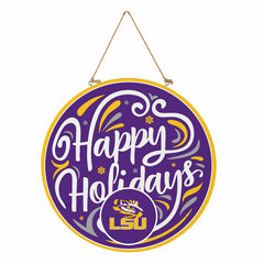 Louisiana State University Holiday Round Door Décor with Hanging Rope,, Collegiate, Home