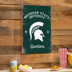 Michigan State University Wood Wall Sign, 16x24, Collegiate, Home