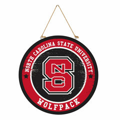 North Carolina State University Round Door Décor with Hanging Rope, 18, Collegiate, Home