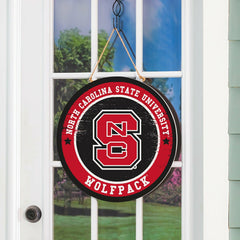 North Carolina State University Round Door Décor with Hanging Rope, 18, Collegiate, Home