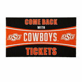 28" x 16" PVC Trapper Mat, Come Back with Tickets, Oklahoma State Univ, Collegiate