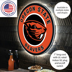 LED Wall Decor, Round, Oregon State University, Collegiate, Home