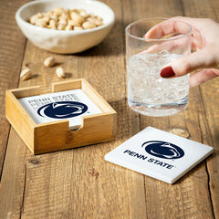 Penn State Ceramic Coasters Set, 4pcs with Wood Caddy, Collegiate, Home
