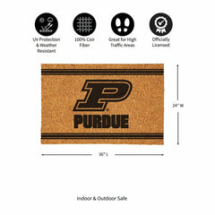 Purdue University Large One Color Coir Mat, 36"x24", Collegiate