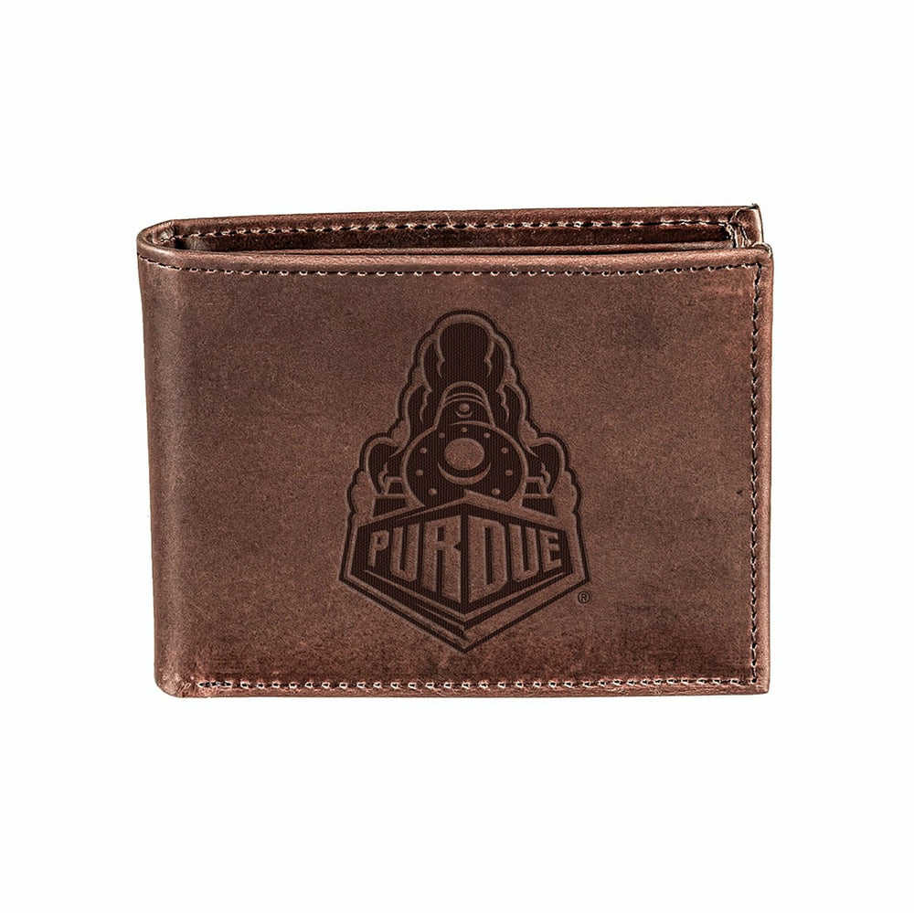 Purdue University, Bi-Fold Wallet, Brown, CH, 100% Genuine Leather, Collegiate, Home