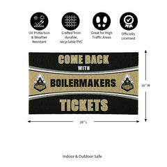 28" x 16" PVC Trapper Mat, Come Back with Tickets, Purdue University, Collegiate