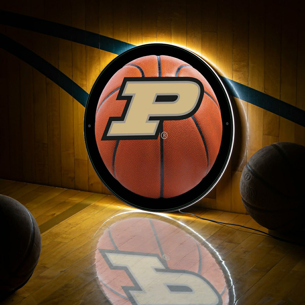 LED Wall Decor, Round, Med, Purdue University, Basketball, Collegiate, Home