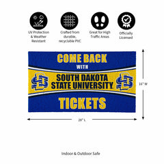 28" x 16" PVC Trapper Mat, Come Back with Tickets, South Dakota State , Collegiate