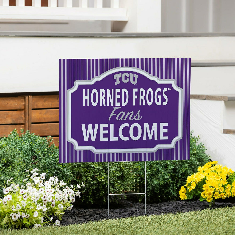 Texas Christian University Coroplast Yard Sign, "Fans Welcome", Collegiate, Home