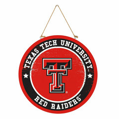Texas Tech University Round Door Décor with Hanging Rope, 18x18, Collegiate, Home