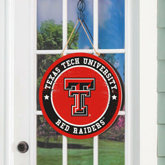 Texas Tech University Round Door Décor with Hanging Rope, 18x18, Collegiate, Home
