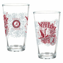 University of Alabama 16oz Glass pint, Set of 2, Collegiate, Home