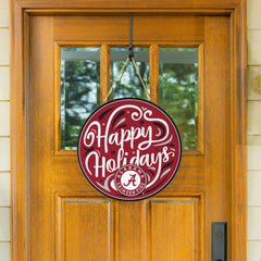 University of Alabama Holiday Round Door Décor with Hanging Rope, 18x1, Collegiate, Home