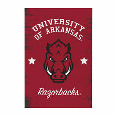 University of Arkansas Wood Wall Sign, 16x24, Collegiate, Home