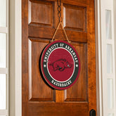 University of Arkansas Round Door Décor with Hanging Rope, 18x18, Collegiate, Home