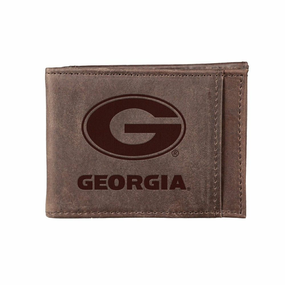 Front Pocket Wallet w/ RFID Blocking, University of Georgia, Brown, Collegiate, Home