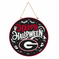 University of Georgia Halloween Round Door Décor with Hanging Rope, 18, Collegiate, Home