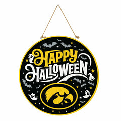 University of Iowa Halloween Round Door Décor with Hanging Rope, 18x18, Collegiate, Home