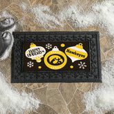 University of Iowa Holiday Flocked Coir Sassafras Switch Mat, 22"x10", Collegiate