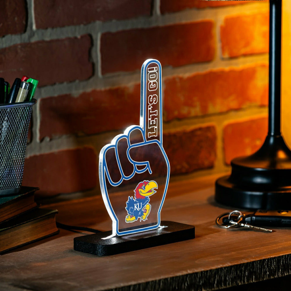 University of Kansas College Foam Finger Desklite LED Decor, Collegiate, Home