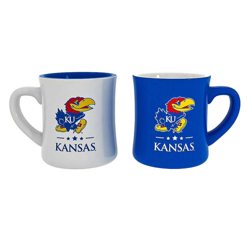 University of Kansas 10oz Ceramic Cup Set, 2pc, Collegiate, Home