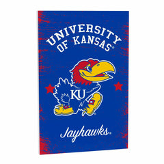 University of Kansas Wood Wall Sign, 16x24, Collegiate, Home