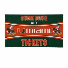 28" x 16" PVC Trapper Mat, Come Back with Tickets, University of Miami, Collegiate