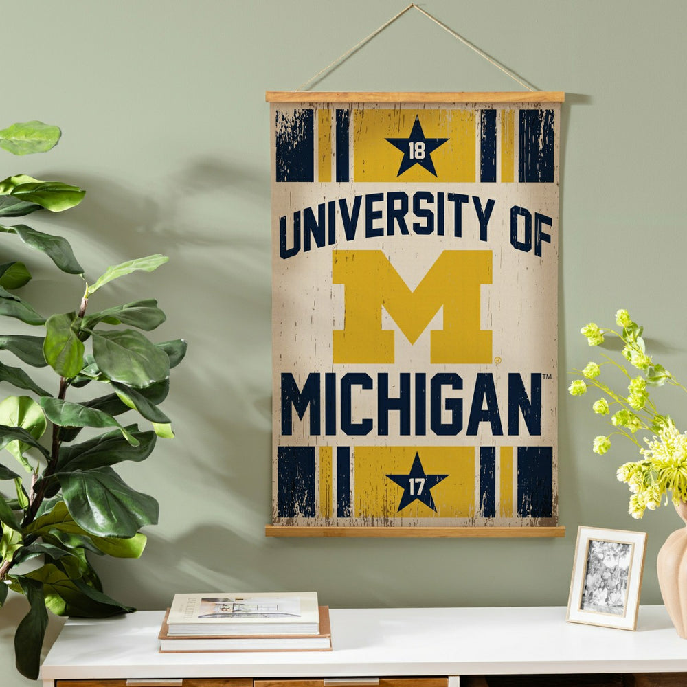 University Of Michigan, Canvas Wall Tapestry, Medium, 36x24, Collegiate, Home