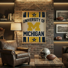 University Of Michigan, Canvas Wall Tapestry, Large, 54x36, Collegiate, Home